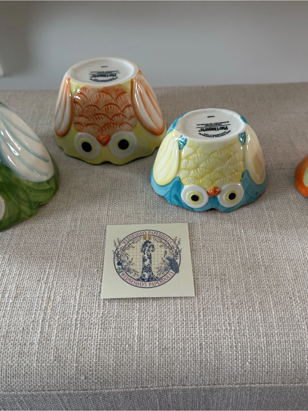 Pier 1 Imports Hand Painted Stoneware Nesting Owl Measuring Cups ~ Set of 4